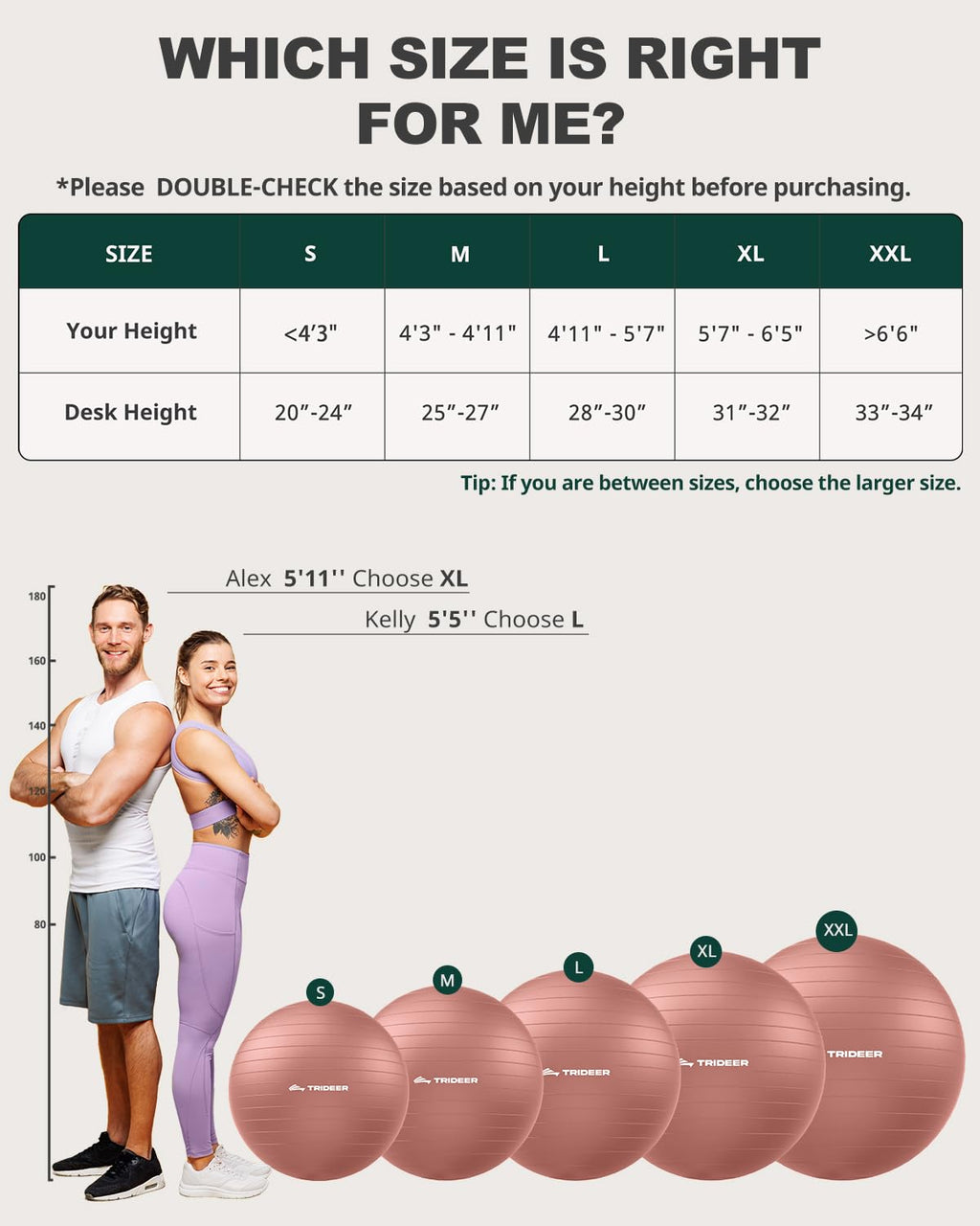Trideer Yoga Ball for Exercise, Pilates, Core & Balance Training, Stability Ball for Pregnancy & Birthing Prep, Physical Therapy, Daily Stretching, Office Chair for Active Sitting, Quick Pump Included