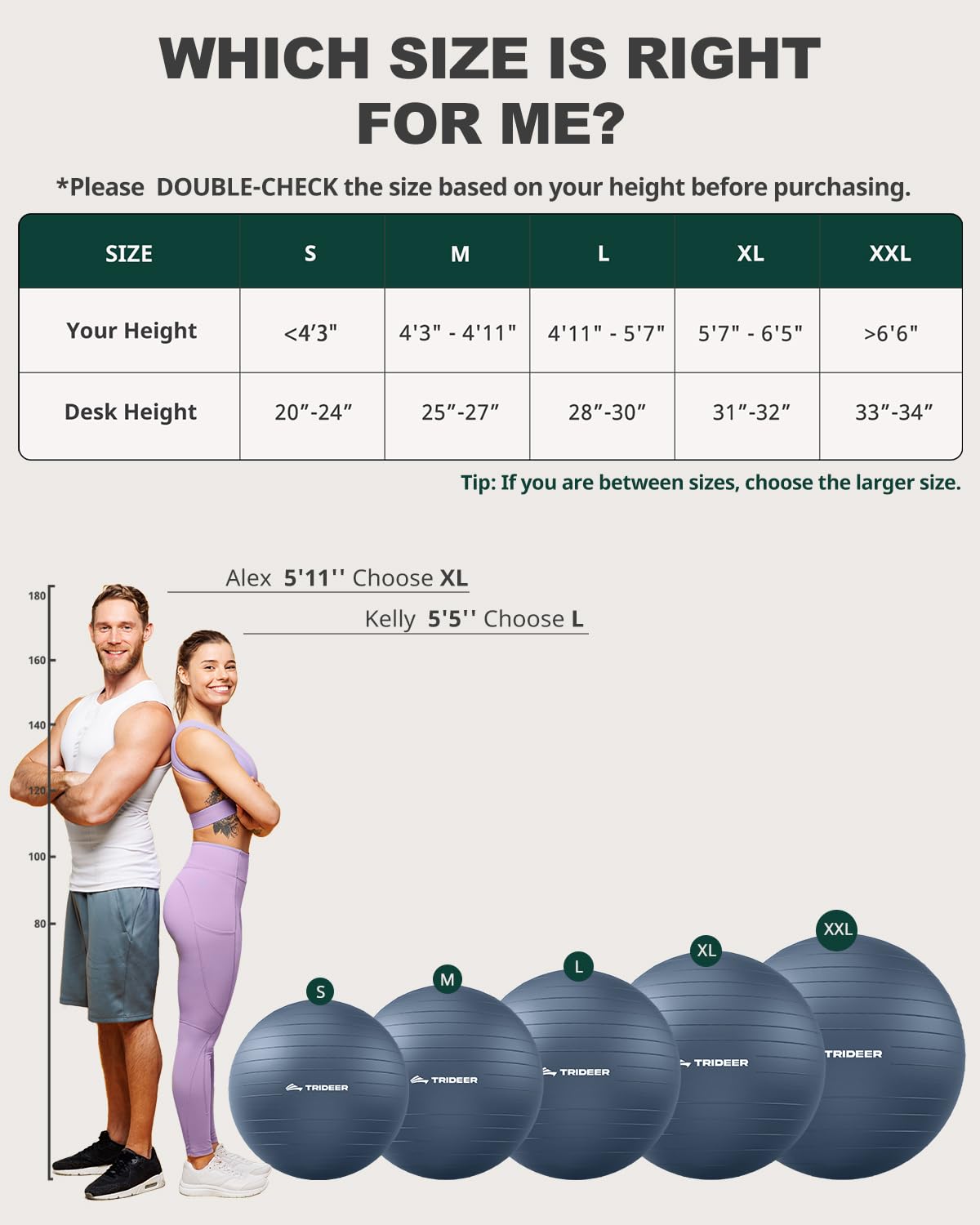 Trideer Yoga Ball for Exercise, Pilates, Core & Balance Training, Stability Ball for Pregnancy & Birthing Prep, Physical Therapy, Daily Stretching, Office Chair for Active Sitting, Quick Pump Included