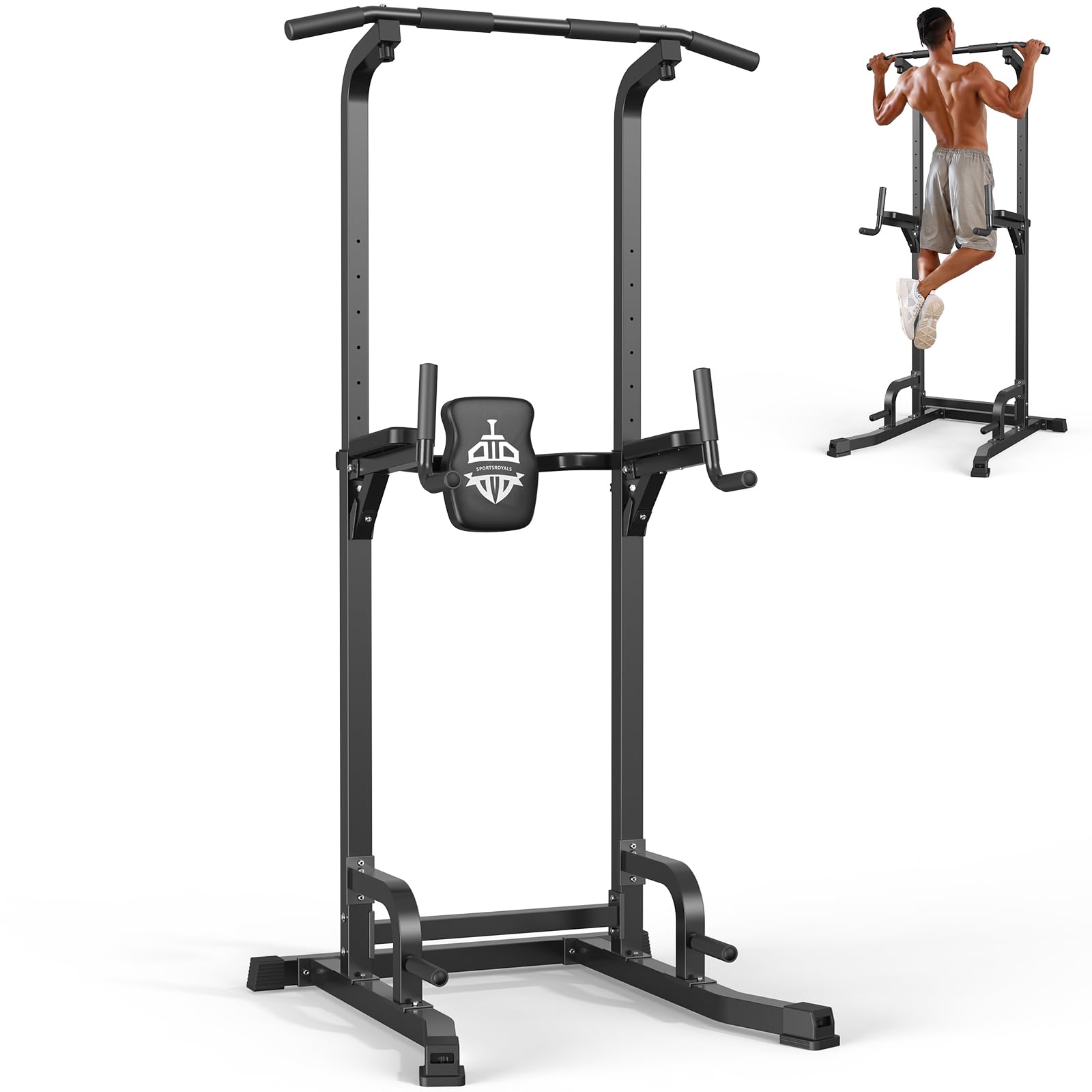 Sportsroyals Power Tower Pull Up Bar Station, 450LBS Stable Pull Up Dip Station for Home Gym Strength Training Equipment | FED Fitness