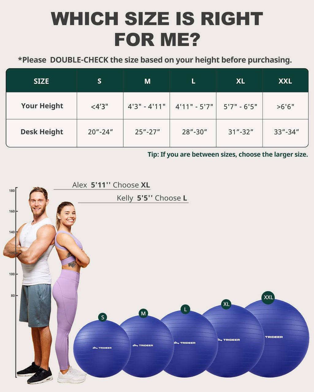 Trideer Yoga Ball for Exercise, Pilates, Core & Balance Training, Stability Ball for Pregnancy & Birthing Prep, Physical Therapy, Daily Stretching, Office Chair for Active Sitting, Quick Pump Included