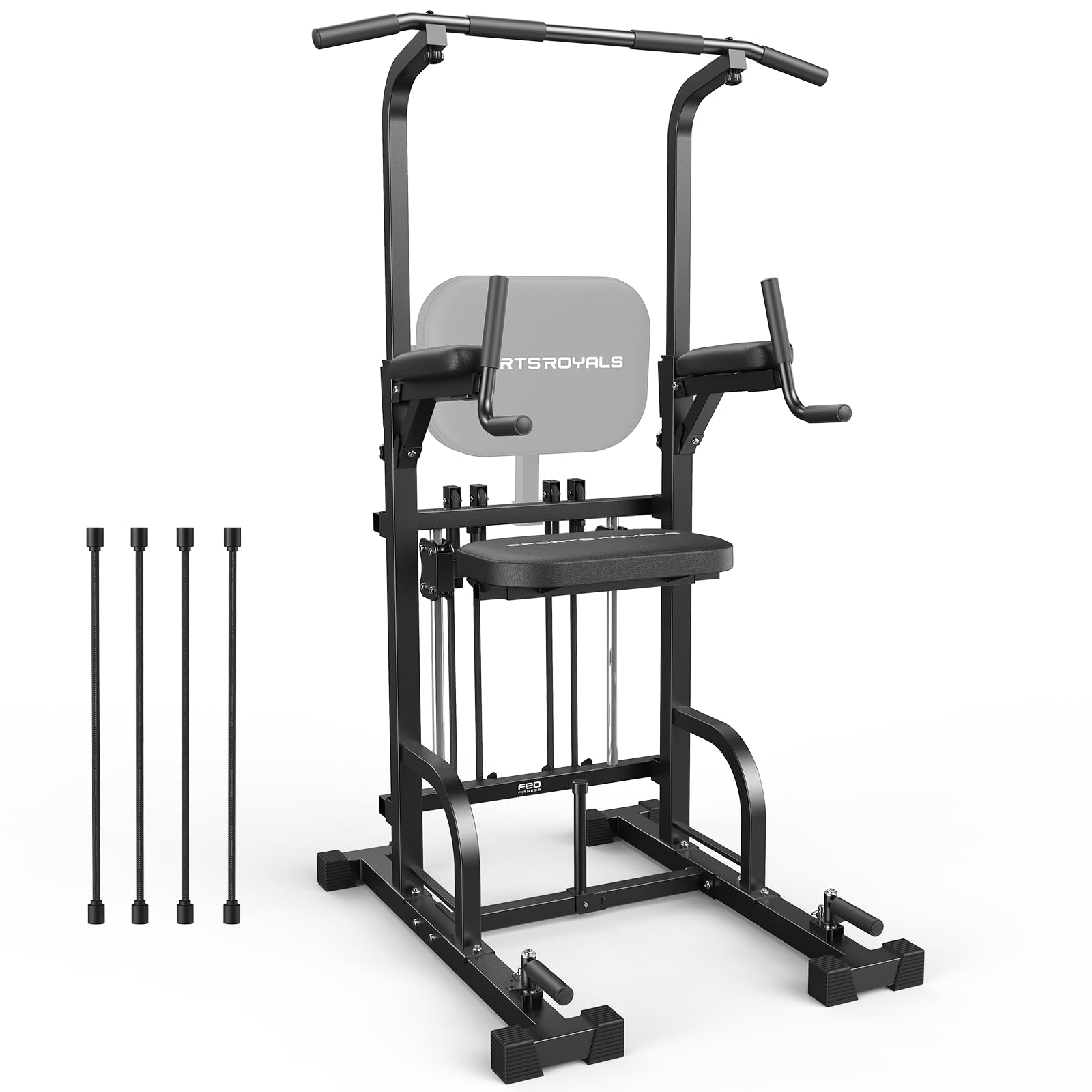 Sportsroyals Power Tower Pull Up Bar Station, 450LBS Stable Pull Up Dip Station for Home Gym Strength Training Equipment | FED Fitness