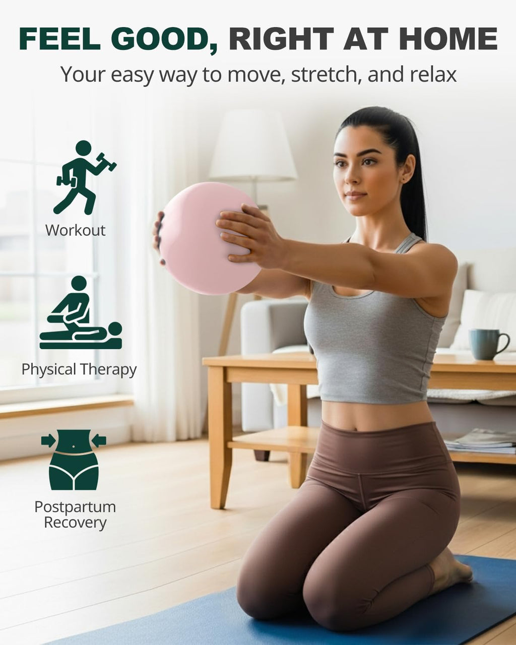 Trideer Yoga Ball for Exercise, Pilates, Core & Balance Training, Stability Ball for Pregnancy & Birthing Prep, Physical Therapy, Daily Stretching, Office Chair for Active Sitting, Quick Pump Included