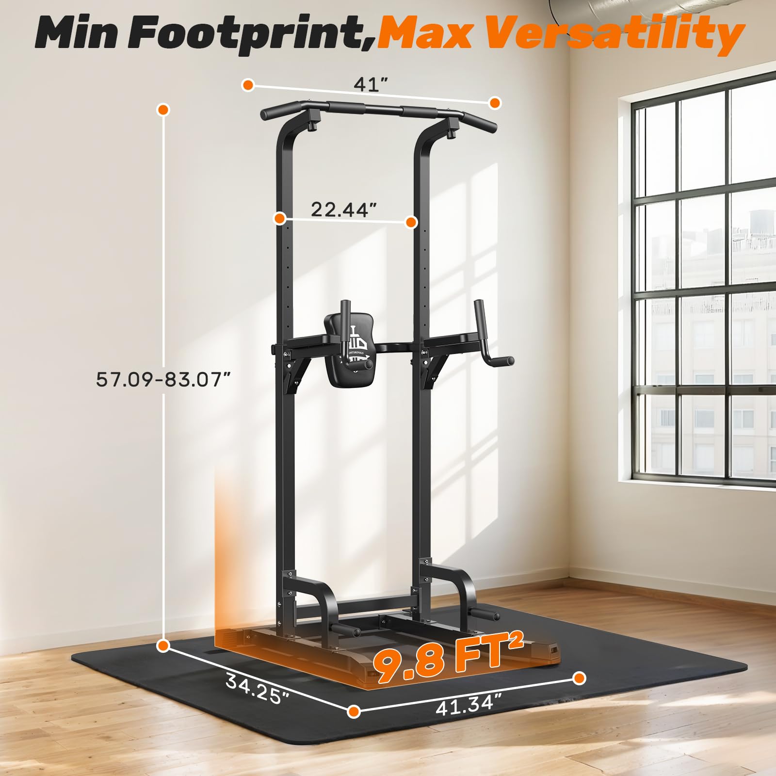 Sportsroyals Power Tower Pull Up Bar Station, 450LBS Stable Pull Up Dip Station for Home Gym Strength Training Equipment | FED Fitness