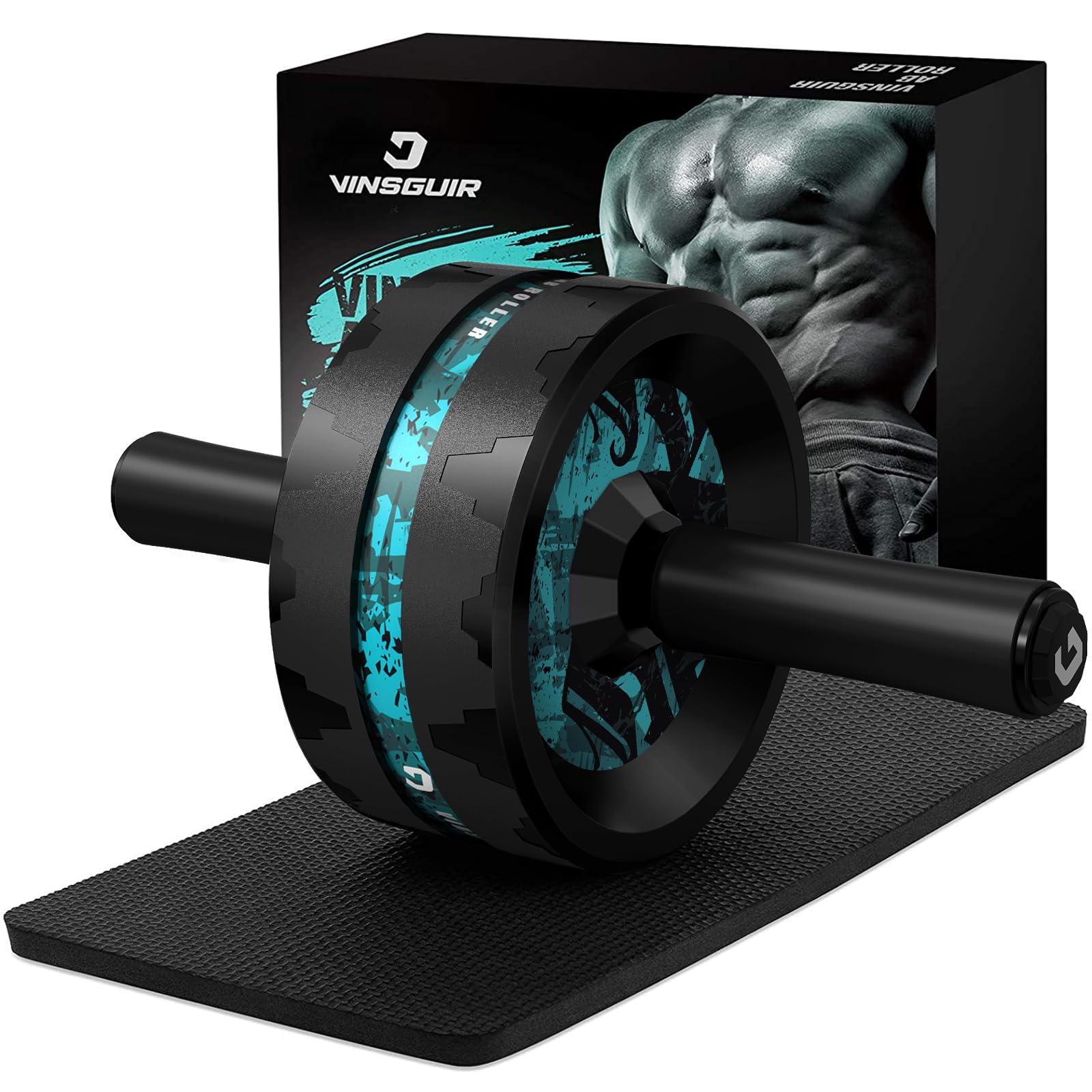 VINSGUIR Ab Roller Wheel, Abs & Core Workout Equipment for Home Gym with Knee Pad Accessories, Abdominal Wheel for Full-body Strength Training