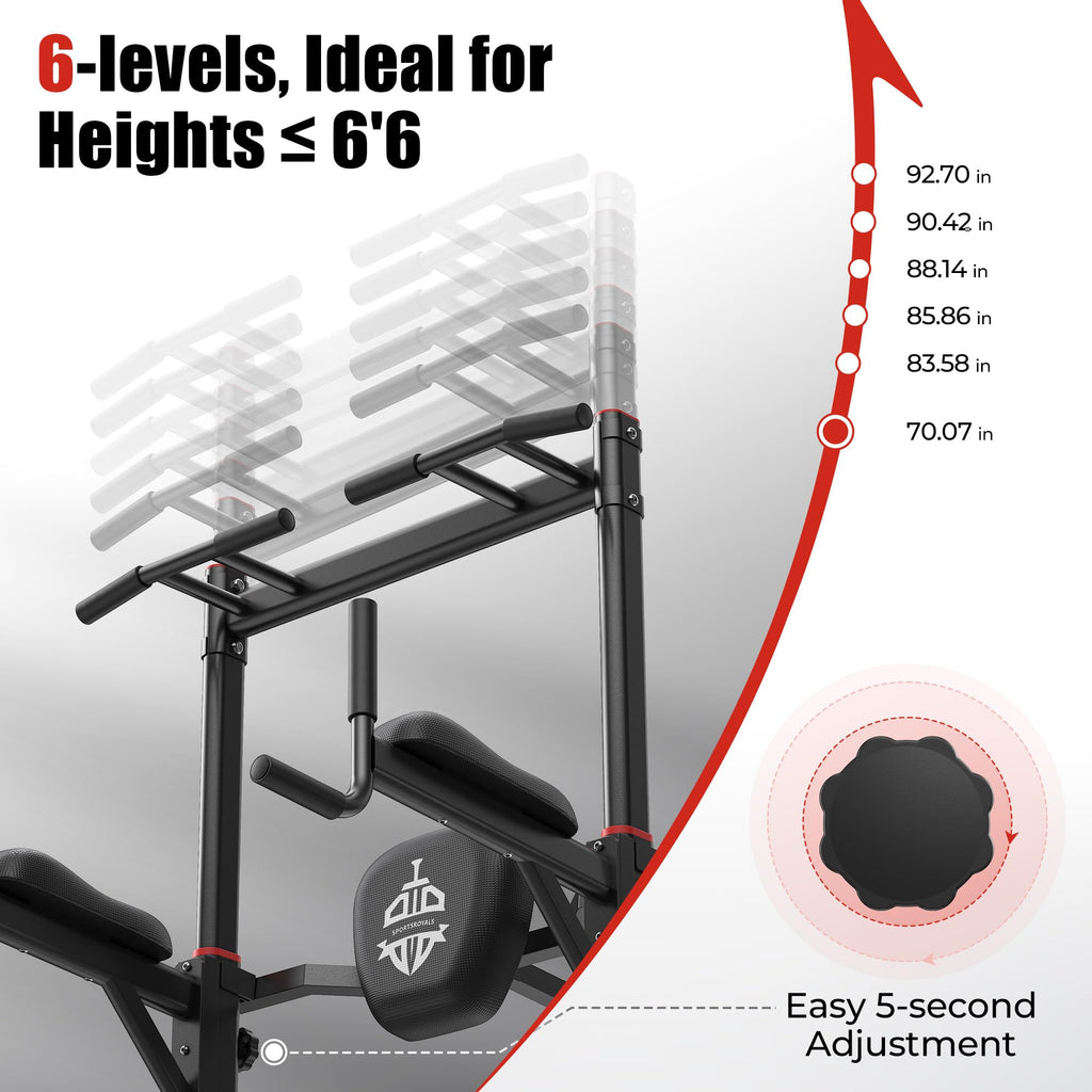 Sportsroyals Power Tower Pull Up Bar Station, 450LBS Stable Pull Up Dip Station for Home Gym Strength Training Equipment | FED Fitness