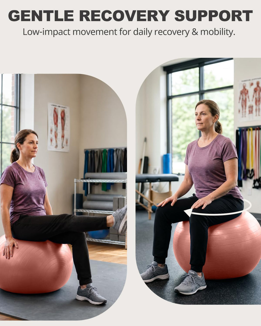 Trideer Yoga Ball for Exercise, Pilates, Core & Balance Training, Stability Ball for Pregnancy & Birthing Prep, Physical Therapy, Daily Stretching, Office Chair for Active Sitting, Quick Pump Included