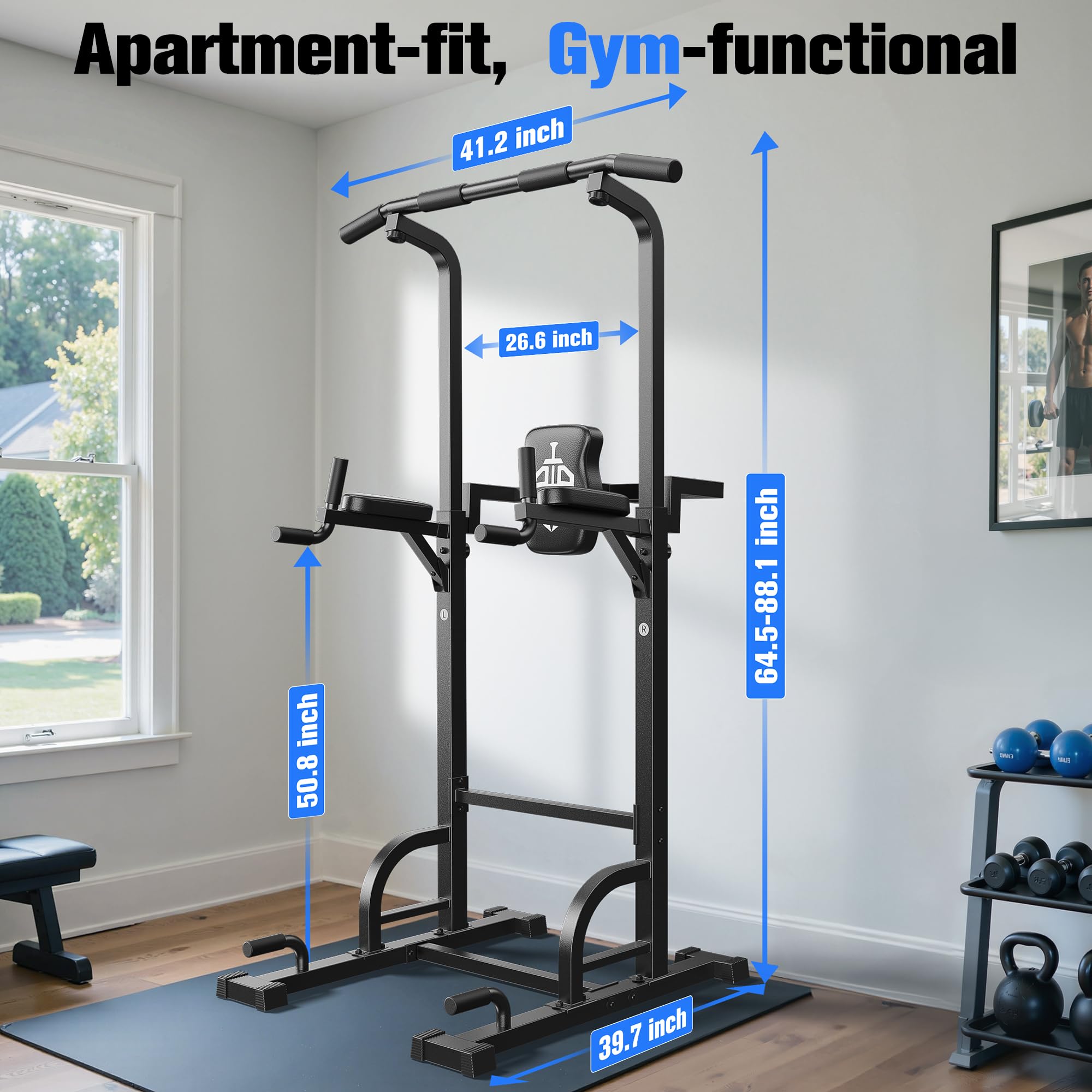 Sportsroyals Power Tower Pull Up Bar Station, 450LBS Stable Pull Up Dip Station for Home Gym Strength Training Equipment | FED Fitness
