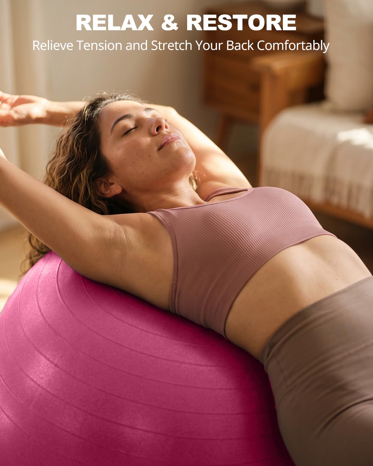 Trideer Yoga Ball for Exercise, Pilates, Core & Balance Training, Stability Ball for Pregnancy & Birthing Prep, Physical Therapy, Daily Stretching, Office Chair for Active Sitting, Quick Pump Included
