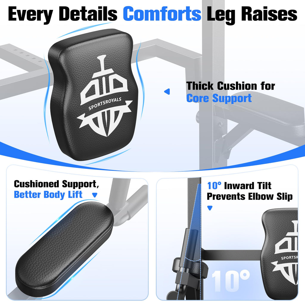 Sportsroyals Power Tower Pull Up Bar Station, 450LBS Stable Pull Up Dip Station for Home Gym Strength Training Equipment | FED Fitness